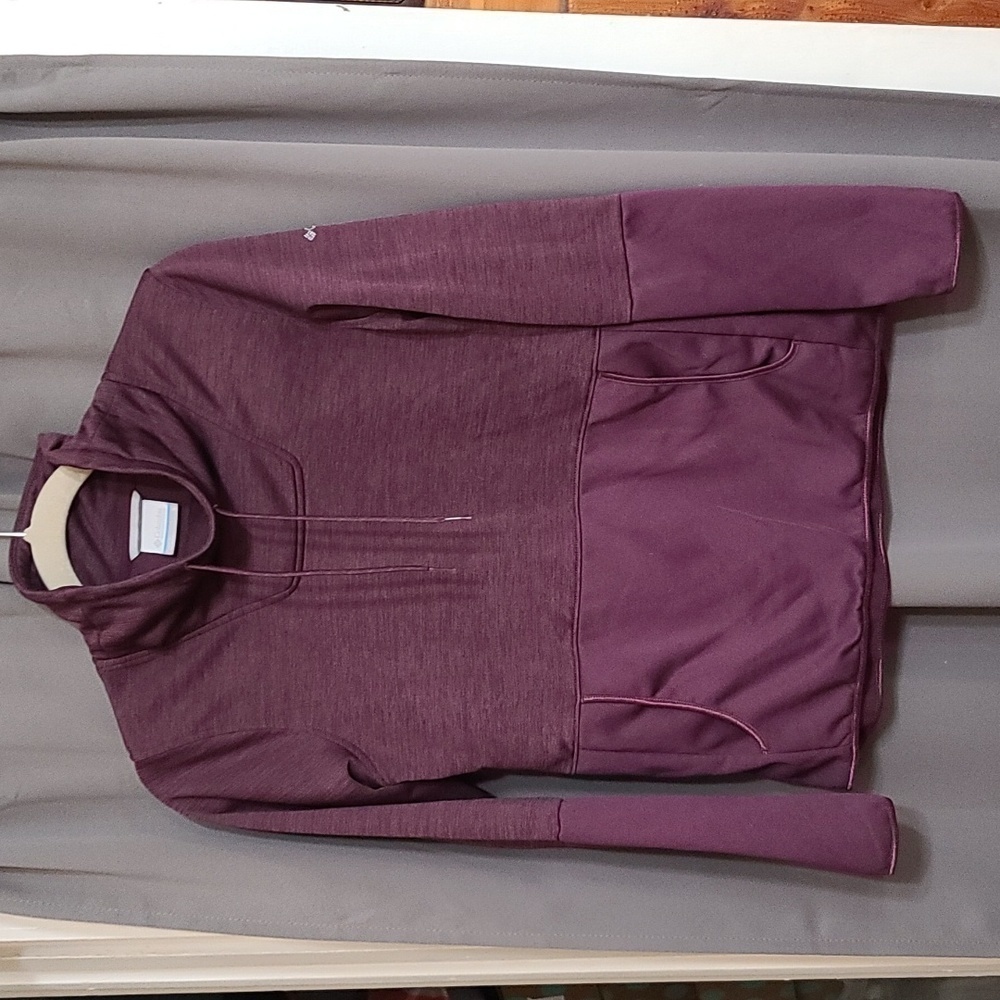 Columbia Womens? Pullover Shirt/Jacket Dk Purple Mock Neck Drawstring S EUC READ